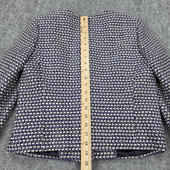 J Crew Blazer Women 6 Blue Silk Blend Tweed Hook Eye Pockets Lined Career Jacket - Picture 8 of 16
